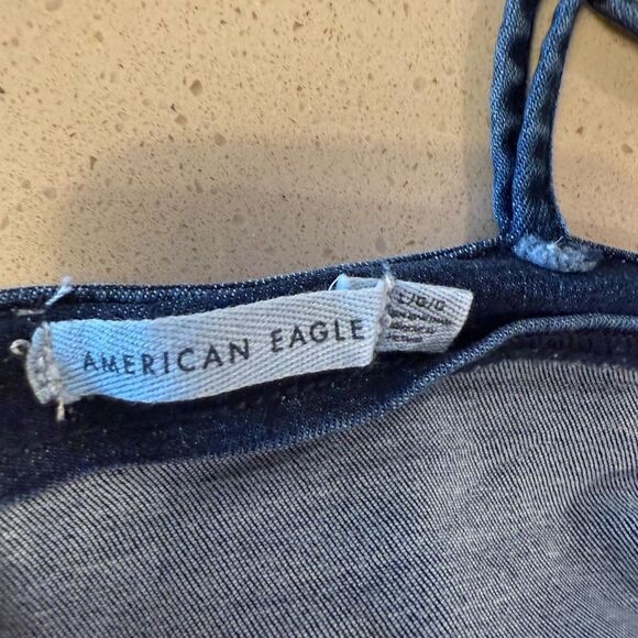 American Eagle Outfitters Dark Blue Denim Crop Zipper Back Top NWT - Picture 7 of 7